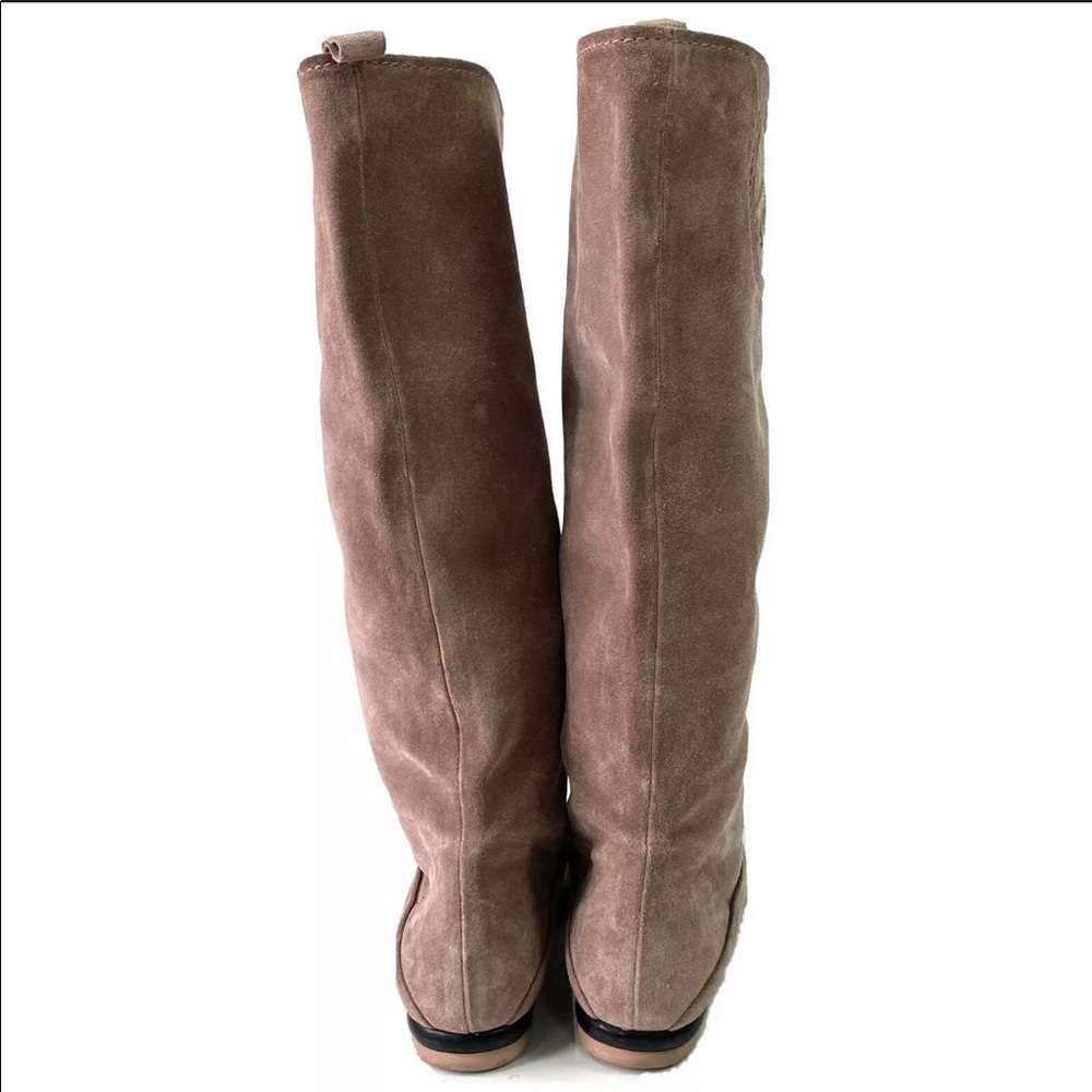 Salvatore Ferragamo Suede Mid Calf Embossed Boots - Picture 4 of 15